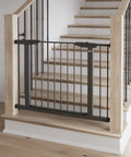 Walk Through Metal Baby Gate For Doorways, Adjustable From 29.5 To 40.5 Inches, 29.5 Inches Tall, Pressure Mounted, Stylish in Gray