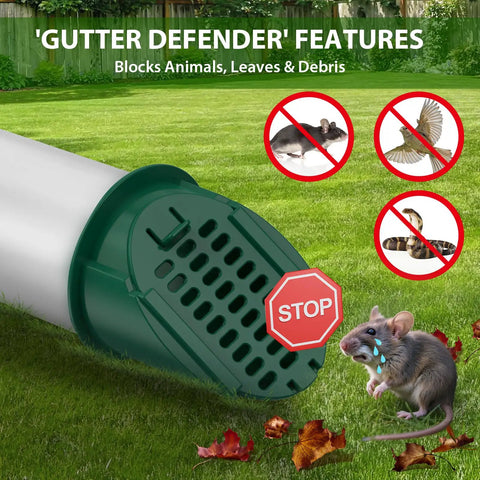 4 Inch Slope Drainage Grate Cover With Rain Diverter And Yard Drain Emitter For Sump Pump Discharge And Downspout Extensions, Tool Free 3 Minute Install, Universal Fit For 4 In SCH 40 SDR 35 And Corrugated Pipe, Green, installed on lawn with anti-debris features