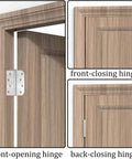 Heavy Duty Ball Bearing Door Hinges Four Inch Stainless Steel Brushed Nickel Finish displayed on door frame with open and closed views.
