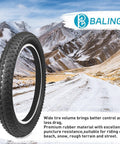Beefy 20x3 Fat Bike Tire for E-Bikes and Mountain Snow Riding, shown against a snowy mountain backdrop.