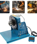 Heavy Duty Welding Positioner Turntable 22.05 Lbs 110V Portable Welder Positioner With Chuck And Foot Switch For Precise Clamping, Grinding, Cutting And Assembly Tasks In Any Shop. Blue steel welding positioner with chuck and foot switch