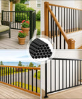 36 Inch Hollow Round Aluminum Deck Balusters Black Powder Coated For Weather Resistant Outdoor Railing Spindles on deck and stairs