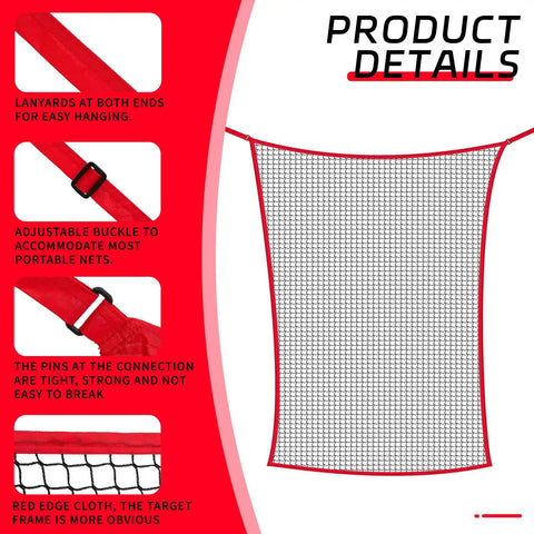 Golf Practice Net Extender Attachment For 7 Or 10 Ft Nets With High Impact Hitting Target Frame showing red edge and details
