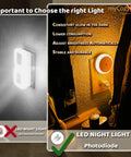 Amber Night Light Plug In Dusk To Dawn Sensor Night Light with amber glow and LED features comparison on wall and outlet
