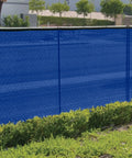 Blue 8 By 6 Feet Fence Privacy Screen For Outdoor Use Heavy Duty Mesh Windscreen UV Block Shade Cover Tarp installed
