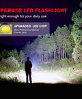 Person using Beast Mode LED Tactical Flashlight S2000 4 Pack With Zoomable Beam Five Modes Waterproof to illuminate forest at night