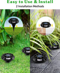 Solar Outdoor Walkway Lights 12 Pack Bright Ground Lights Uplight And Sidelight Waterproof For Yard Garden And Poolside installation