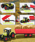 Farm Semi Trailer Truck Toy With Large Flatbed Carrier, Hauls Animal Trailer And Tractor, Real Lights And Sounds.