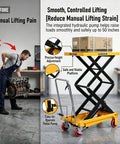 Beast Mode 350 Lb Hydraulic Lift Table Cart with Double Scissor Lift and 50 Inch Max Lift Height for warehouse use