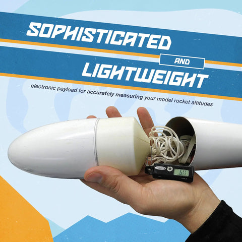 Hand holding model rocket payload featuring Must Have Awesome Model Rocket Altimeter And Altitude Tracker For Rocket Model Kit Accessories