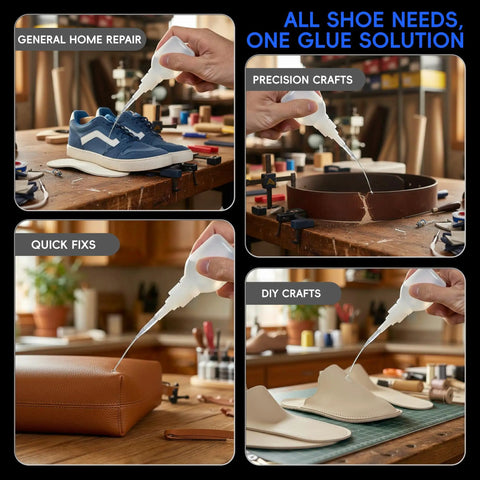 Fast Bonding Shoe Glue Kit 1oz and 1g used on sneakers, leather goods, crafts, and more for general and precision repairs.