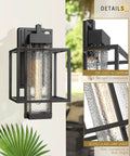 Outdoor Wall Light 1 Light Exterior Sconce in Black Finish with Bubble Glass Shade for Porch Patio Garden, modern details