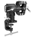 Dual Jaws Table Vise With 2.5 Inch Jaw Width, 360 Degree Swivel Base, Clamp On Vise For Woodworking, Pipe Repair, Sharpening, Grinding And Cutting, Portable Bench Vise For Home Shop, black metal clamp vise