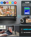 Legit Pro Qhd Camcorder Featuring 2.7K Video And 50 MP Photos 16X Digital Zoom Built In LED Fill Light for live streaming on a laptop.