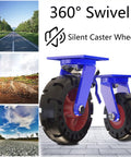 Heavy Duty Industrial Swivel Casters With Solid Natural Rubber Wheels support heavy loads, featuring 360° swivel and silent glide.
