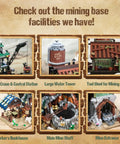 Epic Gold Rush Mining Diorama Set With Motorized Ball Loop features hoist crane, water tower, tool shed, bunkhouse, mine entrance.