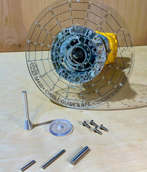 XL universal base plate converts your router for Porter Cable style bushings and doubles as a precision circle cutting guide