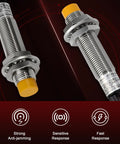 Four Pack M12 Inductive Proximity Sensor Kit NPN Normally Open No Fuss With 4mm Detecting Distance And 6-36V DC shown close-up