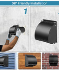 Heavy-Duty 4-Inch Dryer Vent Cover With Screen And Damper, 14 Gauge Steel Outdoor Vent Cap Black being installed on wall