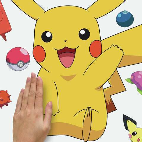 Pikachu Giant Peel And Stick Wall Decals Comes With 14 Pieces Big Vinyl Wall Stickers For Kids Rooms Removable Repositionable Decor