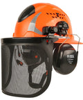 Forestry Chainsaw Helmet With Face Shield Built In Visor And Ear Muffs 4 In 1 System ANSI Z89.1 Safety Hard Hat Full Brim