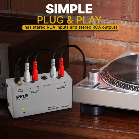 Ultra Compact Phono Preamp For Turntables And Audio Gear With RCA Input And Output A Tiny Yet Mighty Preamp PP444 in use