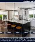 Four Head Regressed Gimbal Led Recessed Spotlight in 5 color options from 2700K to 5000K, installed in modern kitchen.