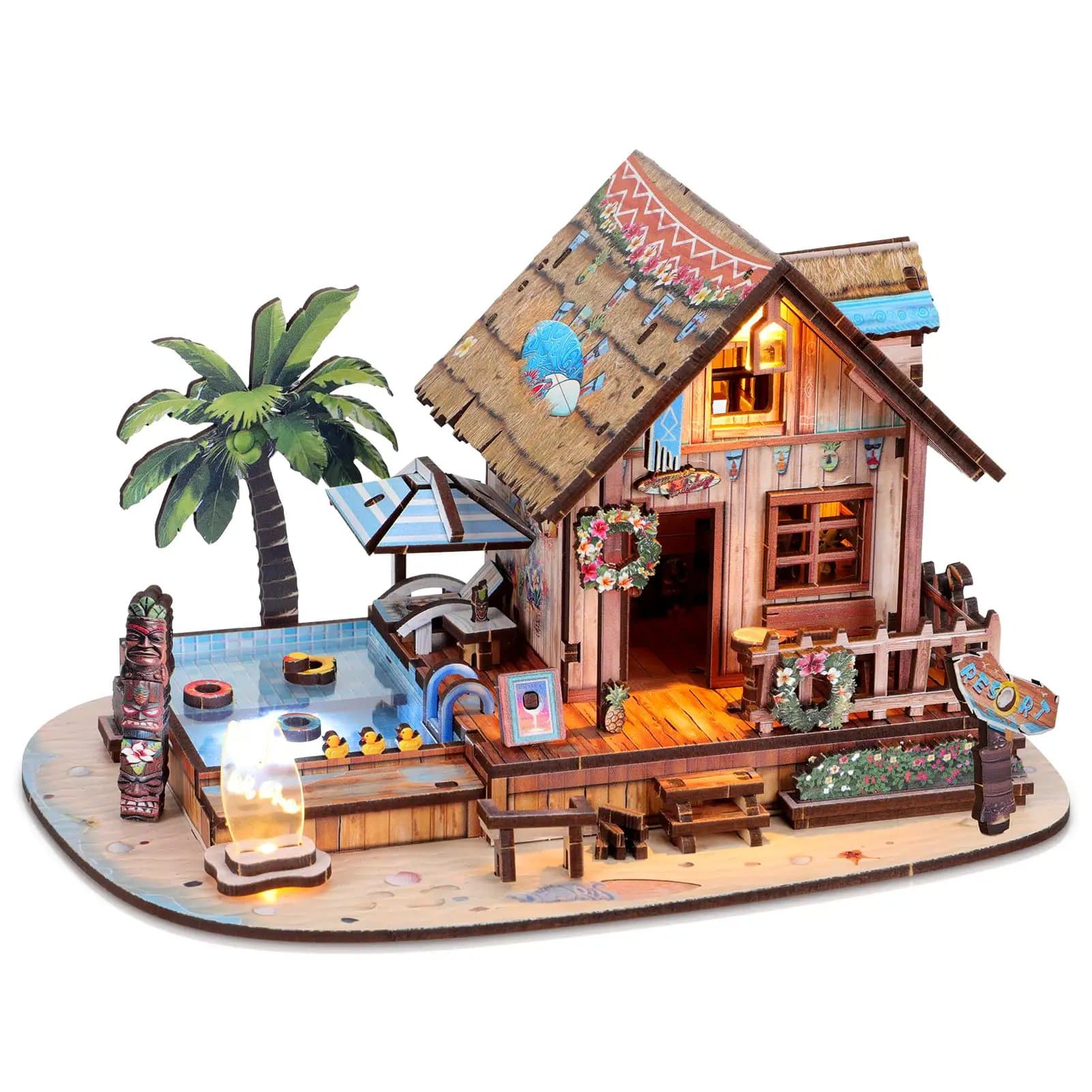 Hawaiian Vacation Beach House 3D Wooden Puzzle Kit ✓