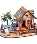 Hawaiian Vacation Beach House 3D Wooden Puzzle Kit With LED Light For Adults, 187 Pieces DIY Model Building Kit, Totally Dope Gift For Puzzle Lovers And Beginners Aged 14 And Up