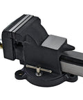 6 Inch Beefy Heavy Duty Steel Bench Vise With 360 Degree Swivel Base And Half To Two Inch Pipe Capacity Cast Steel Body Black Finish