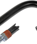 Straight Up Easy Swap Heavy Duty Differential Breather Kit For Freightliner Trucks, black rubber vent hose and fitting.
