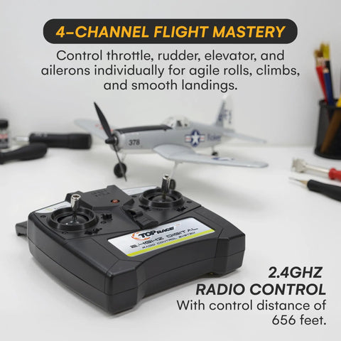 Ready To Fly 4 Channel RC Plane For Adults With Beast Performance, Advanced Foam Construction, Propeller Saver Upgrade, remote