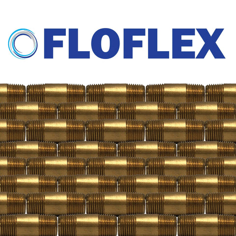 FloFlex logo with Brass 45 Degree Street Elbow Three Quarter Inch Male To Three Quarter Inch Female NPT Plumbing Fitting background