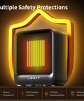 Ultra Compact 500W Desk Space Heater With Quiet Electric Heating And PTC Ceramic Core Safe Tip Over And Overheat Protection