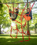 Kids climbing Ninjaline Obstacle Course Kit For Backyard Ninja Warrior Training 56 Ft Deluxe Set With 9 Hanging Obstacles outdoors