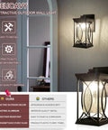 Dusk To Dawn Outdoor Coach Lantern With Crack Like Glass Black Aluminum Waterproof Wall Sconce for front porch use visible