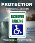 Reserved Handicap Parking Signs 8x12 Inches Reflective Aluminum 2 Pack for Clearly Marking Accessible Spots with Big Bold Graphics and Rain Or Shine Durability, weatherproof sign