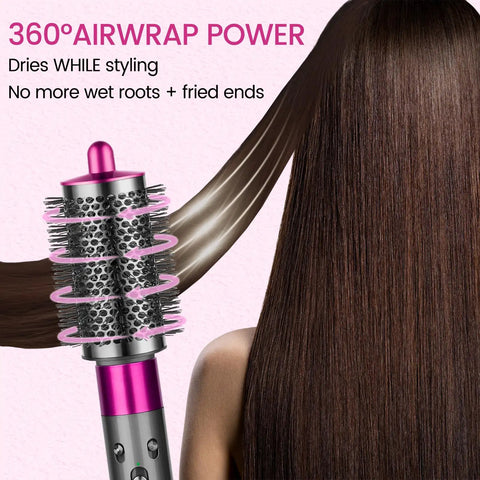 Upgraded Large Round Brush Attachment For Dyson Airwrap Rose Color smoothing hair with 360-degree power for sleek styling