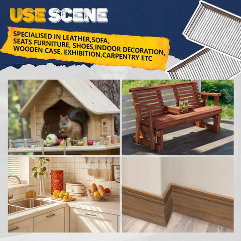 Solid As A Rock 18 Gauge Brad Nails 1 3/4 Inch Head 1000 Piece Box used in woodworking and carpentry projects with stylish wooden furniture.