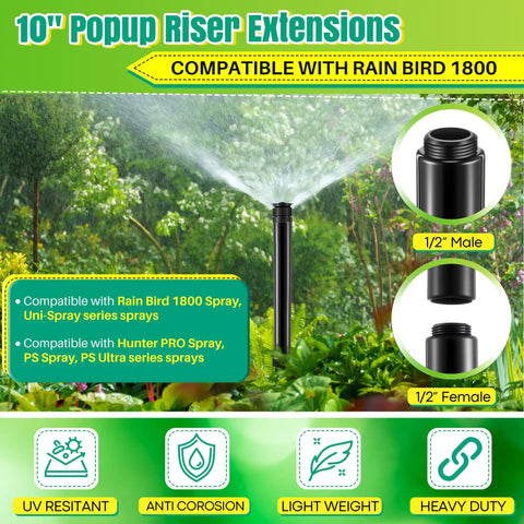 10 Inch Popup Riser Extension For Sprinklers Compatible With Rain Bird 1800 And Hunter Pro Spray in garden setting