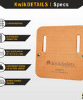 TIKO Tie Wire Reel Pad with Lightweight Leather Hip Pad for Ironworkers Belt Attachment on display with product details