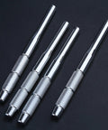 Stainless Steel Hollow End Roll Pin Kit Set For Multi Size Pins 4 Piece Starter Tool on black background