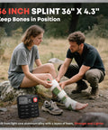 Advanced Trauma First Aid Kit for camping, black portable case with American flag patch; outdoors leg splint scene