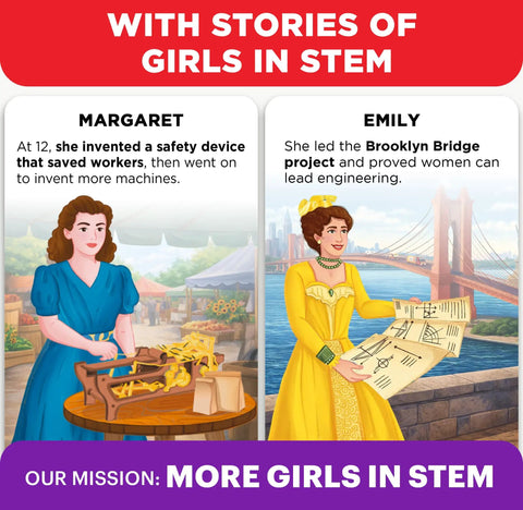 Cool Girls Engineering Kit for Kids Aged 8 and Up With Catapult Machine, Race Car Build, and Scribbling Robot - Hands-On STEM Fun for Young Makers, Ideal Birthday Gift or Holiday Surprise, girls in STEM stories