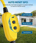 Outdoor GFCI Extension Cord 3 Ft Heavy Duty 12/3 SJTW With LED Indicator Light 3 Prong Plug 15A 125V 1875W Yellow UL Listed