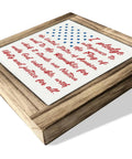 Patriotic Pledge Of Allegiance Wood Sign With Rustic Frame Featuring Blue Stars On White American Flag Classic USA Wall Art For Fourth Of July Memorial Day Indoor Decor Home Or Office Gift, angle view