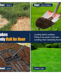 Step-by-step lawn leveling using Heavy Duty Lawn Leveling Rake With 27 Inch Wide Head And 72 Inch Adjustable Handle
