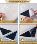 12 Piece Rug Tape Non Slip Rug End Grippers Double Sided Carpet Corner Tape Gripper Pads installation steps guide