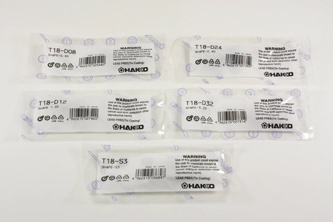 Five extra tips T18-D08, D12, D24, D32, S3 for Pro Digital Soldering Station Kit With Chisel Tip Pack T18 D08 D12 D24 D32 S3