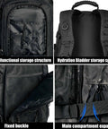 Heavy Duty Tactical Backpack For Men Waterproof Military Style Daypack with MOLLE System showcasing compartments and buckles